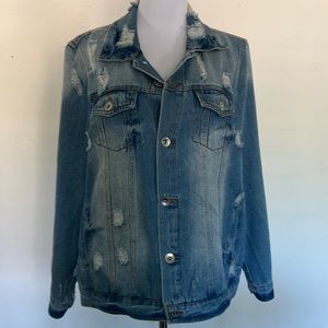 NWOT Cavalini oversized distressed jean jacket